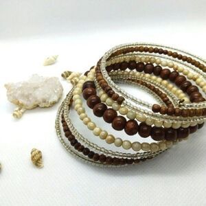 Boho multi‎ layered beaded natural bracelet